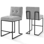 Modway Privy Black Stainless Steel Upholstered Fabric Counter Stool Set of 2