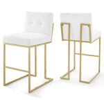 Modway Privy Gold Stainless Steel Performance Velvet Bar Stool Set of 2