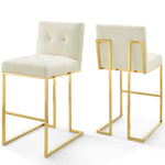 Modway Privy Gold Stainless Steel Performance Velvet Bar Stool Set of 2