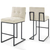 Modway Privy Black Stainless Steel Upholstered Fabric Bar Stool Set of 2