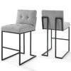 Modway Privy Black Stainless Steel Upholstered Fabric Bar Stool Set of 2