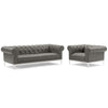Modway Idyll Tufted Upholstered Leather Sofa and Armchair Set