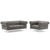 Modway Idyll Tufted Upholstered Leather Loveseat and Armchair