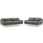 Modway Harness Stainless Steel Base Leather Sofa and Loveseat Set