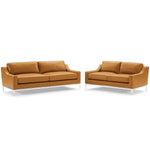 Modway Harness Stainless Steel Base Leather Sofa and Loveseat Set