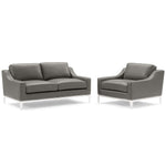 Modway Harness Stainless Steel Base Leather Loveseat & Armchair Set