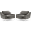 Modway Harness Stainless Steel Base Leather Armchair Set of 2