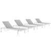 Modway Charleston Outdoor Patio Aluminum Chaise Lounge Chair Set of 4, Whitish Gray