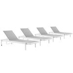 Modway Charleston Outdoor Patio Aluminum Chaise Lounge Chair Set of 4, Whitish Gray