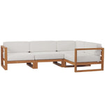 Modway Upland Outdoor Patio Teak Wood 4-Piece Sectional Sofa Set
