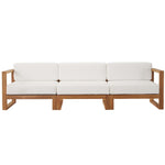 Modway Upland Outdoor Patio Teak Wood 3-Piece Sectional Sofa Set