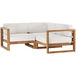Modway Upland Outdoor Patio Teak Wood 3-Piece Sectional Sofa Set