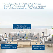 Modway EEI-4320 Shore Sunbrella Fabric 9 Piece Sectional Sofa Set