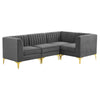 Modway Triumph Channel Tufted Performance Velvet 4-Piece Sectional Sofa