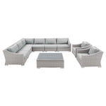 Modway Conway Sunbrella Outdoor Patio Wicker Rattan 9-Piece Sectional Sofa Set