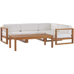 Modway Upland Outdoor Patio Teak Wood 5-Piece Sectional Sofa Set