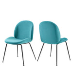 Modway EEI-4635 Scoop Black Powder Coated Velvet Dining Chairs-Set of 2