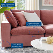 Modway EEI-4818 Commix Down Filled Overstuffed Velvet 4-Piece Sectional Sofa