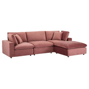 Modway EEI-4818 Commix Down Filled Overstuffed Velvet 4-Piece Sectional Sofa