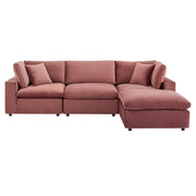 Modway EEI-4818 Commix Down Filled Overstuffed Velvet 4-Piece Sectional Sofa