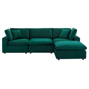 Modway EEI-4818 Commix Down Filled Overstuffed Velvet 4-Piece Sectional Sofa