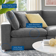 Modway EEI-4818 Commix Down Filled Overstuffed Velvet 4-Piece Sectional Sofa