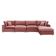 Modway EEI-4820 Commix Down Filled Overstuffed Velvet 5-Piece Sectional Sofa