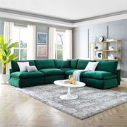 Modway EEI-4822 Commix Down Filled Overstuffed Velvet 5-Piece Sectional Sofa