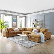 Modway EEI-4825 Commix Down Filled Overstuffed Velvet 7-Piece Sectional Sofa