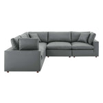 Modway EEI-4920 Commix Down Filled Overstuffed Vegan Leather 5-Piece Sofa