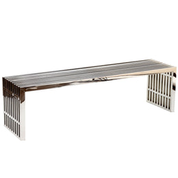 Modway Gridiron Large Stainless Steel Bench