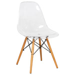 LeisureMod Dover Molded Side Chair Clear