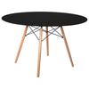 LeisureMod Dover Round Wooden Top Dining Table W/ Natural Wood Eiffel Base
