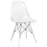 LeisureMod Dover Molded Side Chair with Acrylic Base Clear
