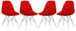 LeisureMod Dover Molded Side Chair with Acrylic Base Transparent Red