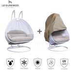 LeisureMod Wicker Hanging 2 person Egg Swing Chair With Outdoor Cover