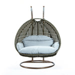LeisureMod Wicker Hanging 2 person Egg Swing Chair