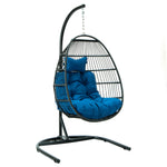 LeisureMod Wicker Folding Hanging Egg Swing Chair