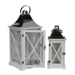 Remarkable Two Piece Wooden Lantern Benzara