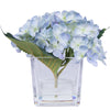 Vickerman F210902 8" Artificial Blue Hydrangea in Glass Cube, 3 Piece Set