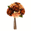 Vickerman FA191001 13" Artificial Brown Rose & Hydrangea Bouquet, Pack of 2