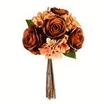 Vickerman FA191001 13" Artificial Brown Rose & Hydrangea Bouquet, Pack of 2
