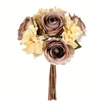 Vickerman FA191003 13" Artificial Ivory Rose & Hydrangea Bouquet, Pack of 2