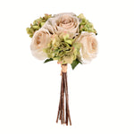 Vickerman FA191004 13" Artificial Green Ivory Rose Hydrangea Bouquet, Pack of 2
