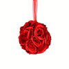 Vickerman FA191403 6" Artificial Red Rose Ball, Pack of 2