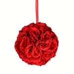 Vickerman FA191503 8" Artificial Red Rose Ball
