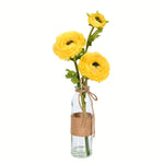 Vickerman FA192008 15" Artificial Yellow Camellia in Glass, Pack of 2