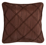 HiEnd Accents Loretta Batiste Throw Pillow with  Ruching, Chocolate