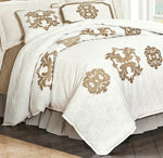 HiEnd Accents Madison White Linen Duvet Cover, Oatmeal