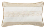 HiEnd Accents Chain Link Embroidery Pillow on Champaign Bubble Jacquard